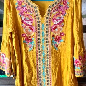 Embroidered Yellow Women's Top